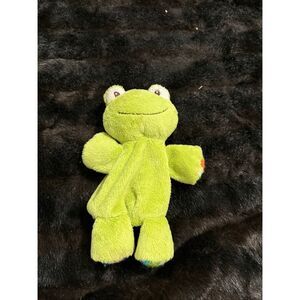 animal adventure plush green frog striped knit feet hands, Soft lovey